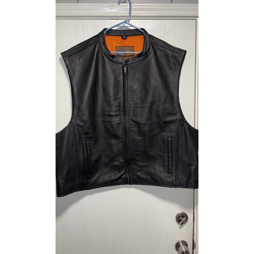 First Classics Men's Leather Vest, Genuine Leather, Size 5X Button Pockets